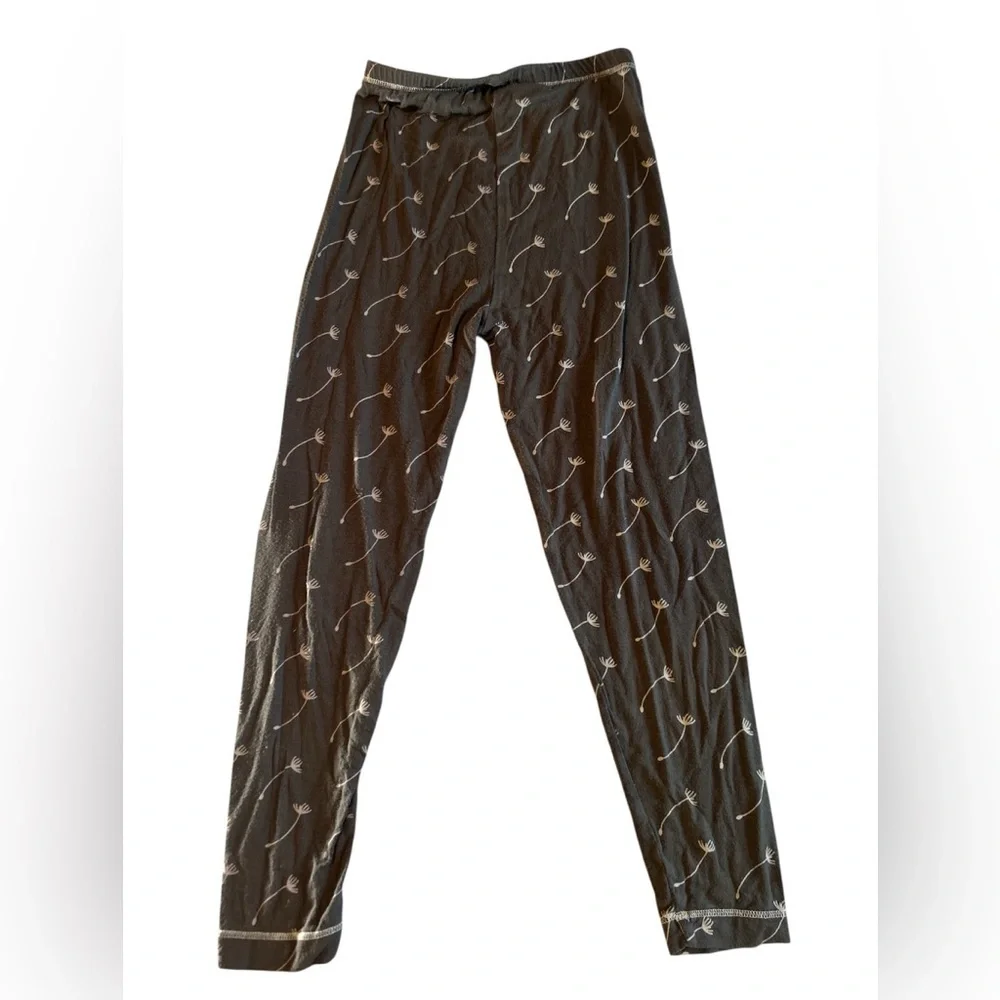 Kickee Pants Charcoal Pajama Set with Leaf Pattern